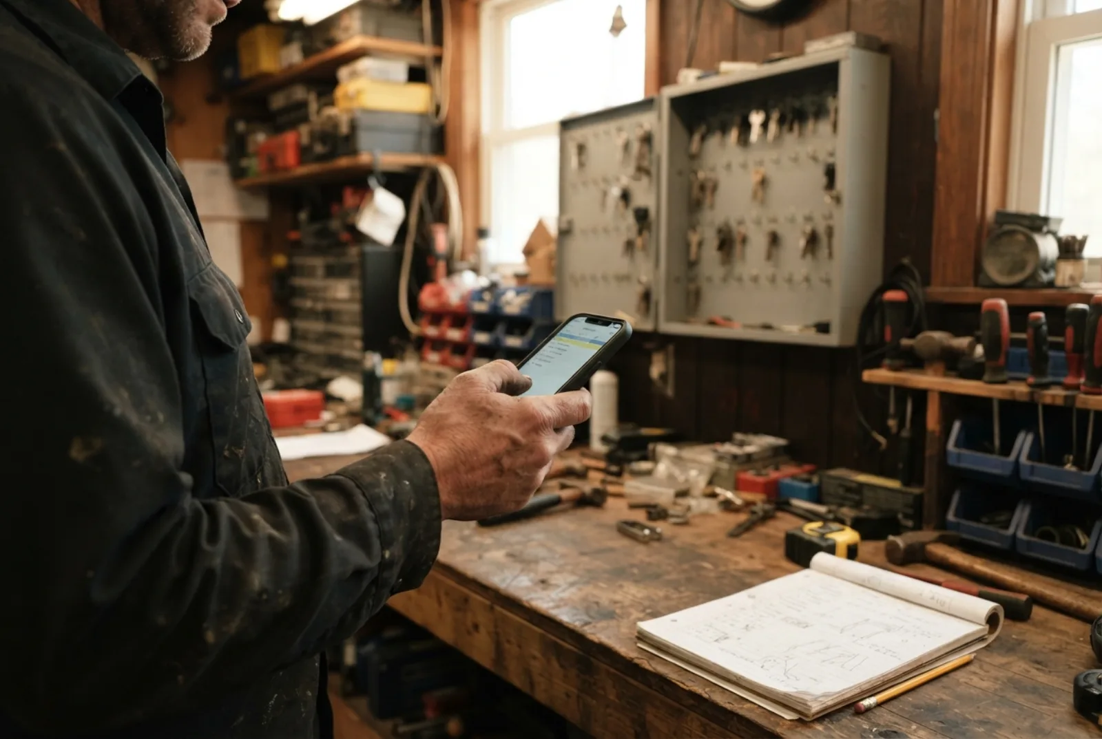 Locksmith cost in Montgomery County: taking a job on the phone at the shop counter