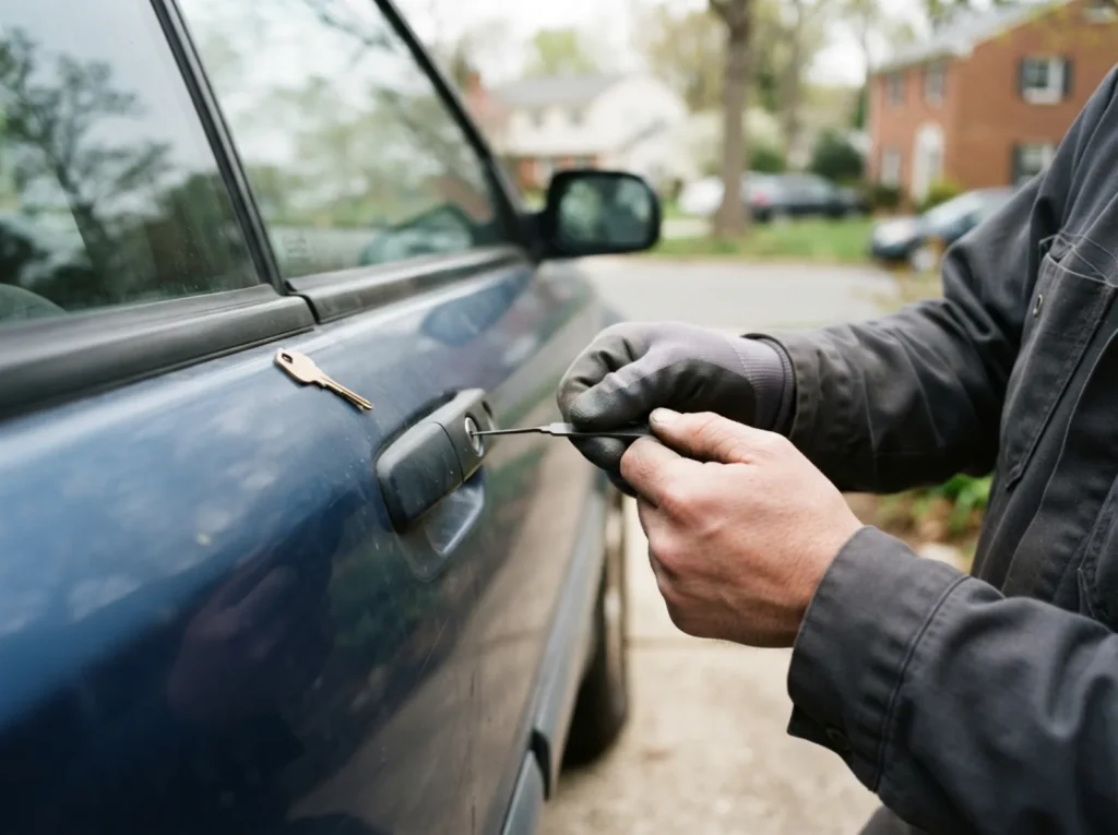 Extracting a broken key from a car door lock
