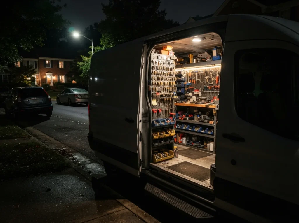 Work van loaded for a night callout