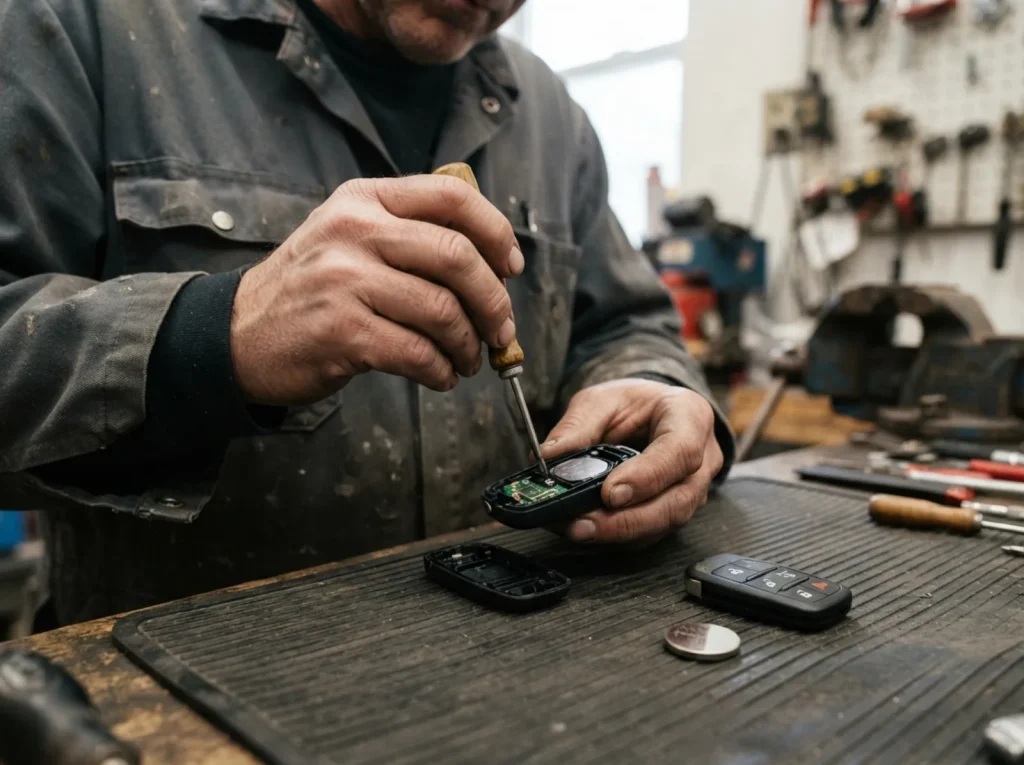Repairing a car key fob at the bench
