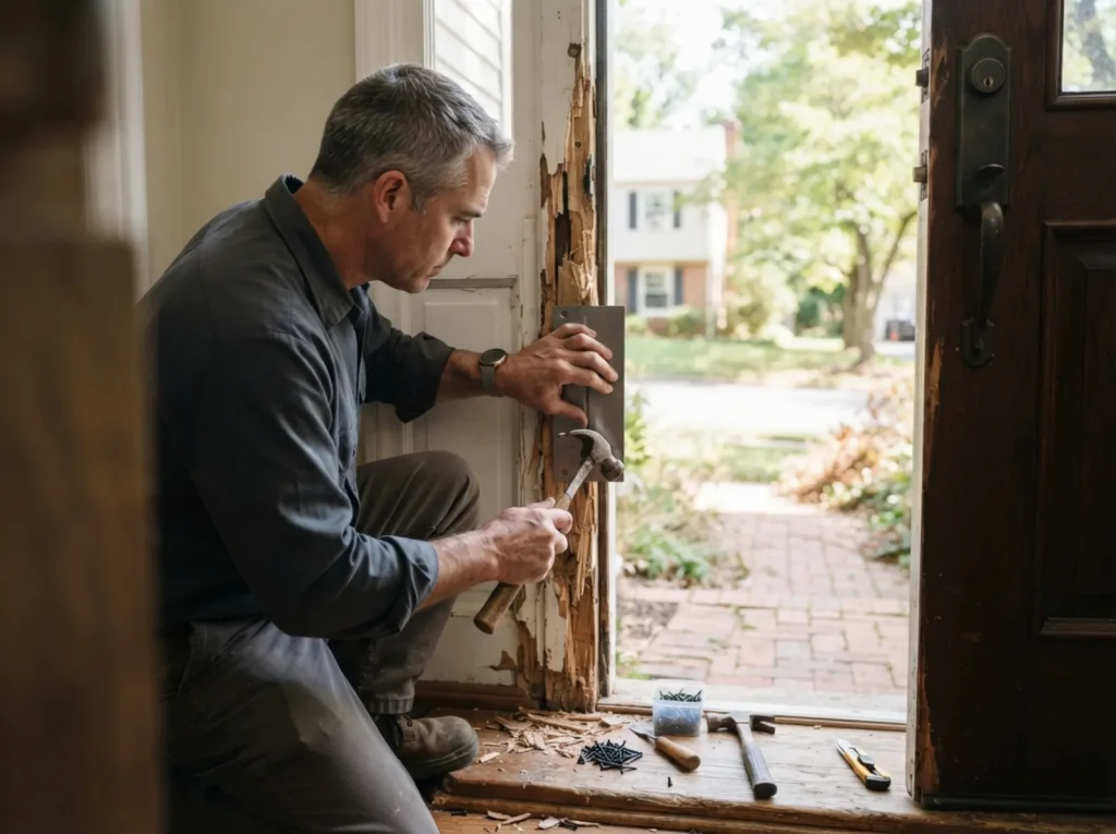Repairing a damaged door frame