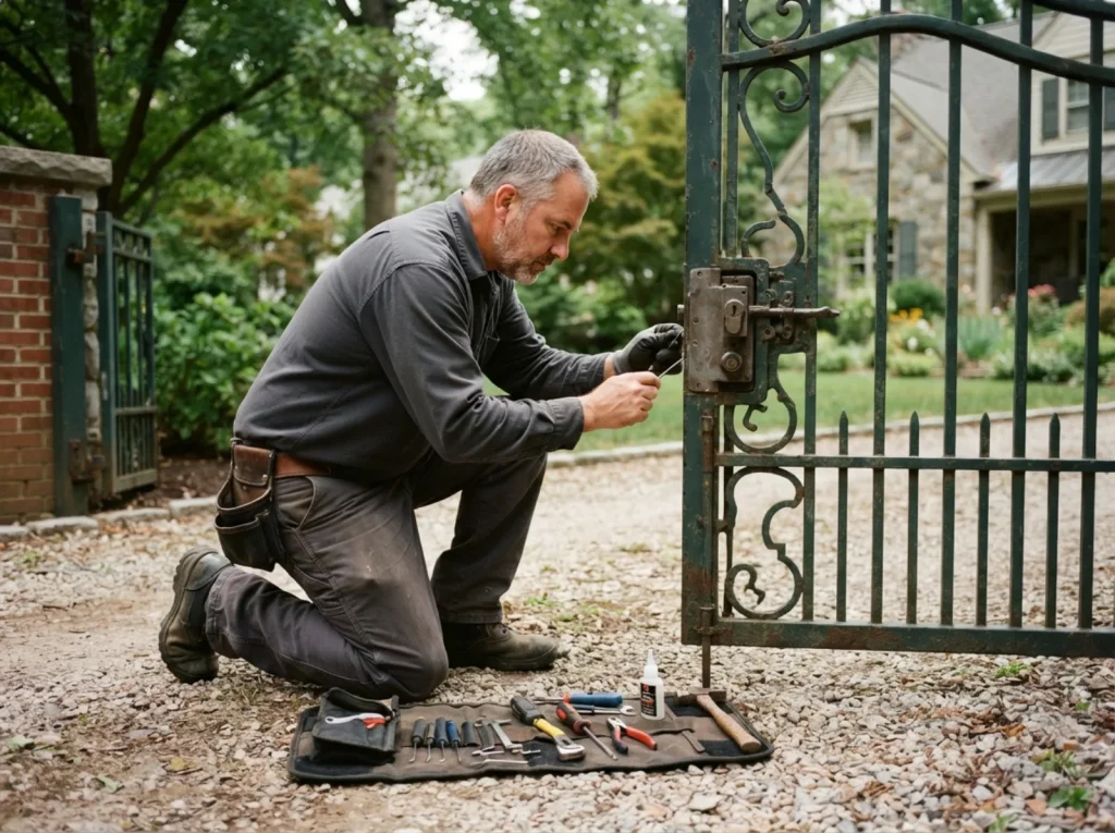 Repairing a driveway gate lock