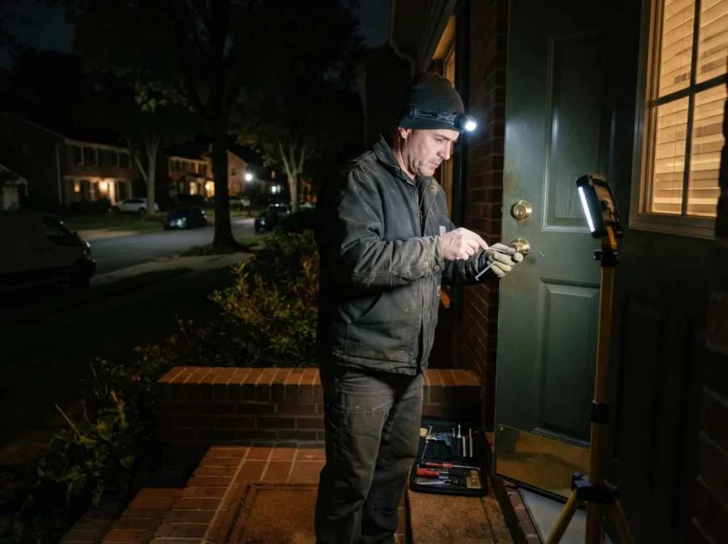 Night lockout at a residential front door