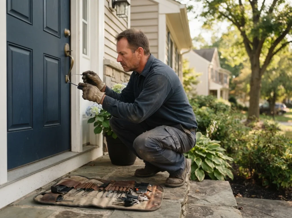 Opening a residential front door without damage