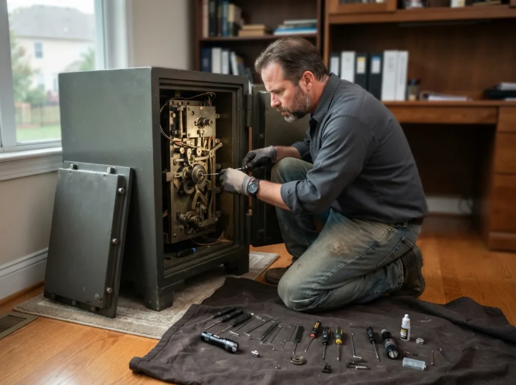 Repairing a jammed safe mechanism