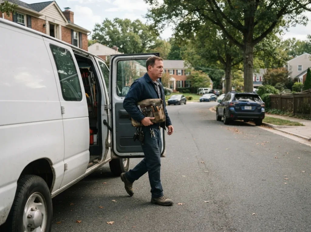 The same locksmith arriving at a customer door