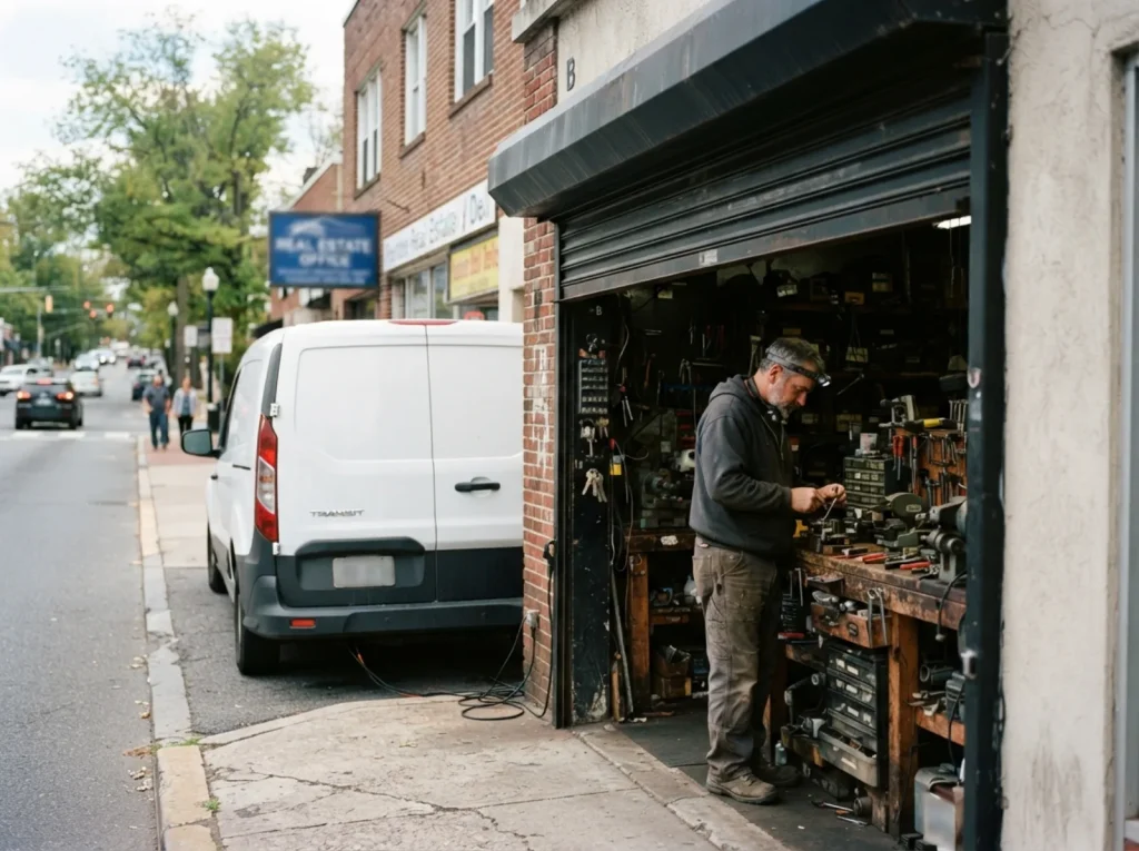 Locksmith van outside the Rockville shop